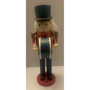 Nutcracker Suite Wooden Christmas Drummer Handcrafted 15" Hand Painted Wood